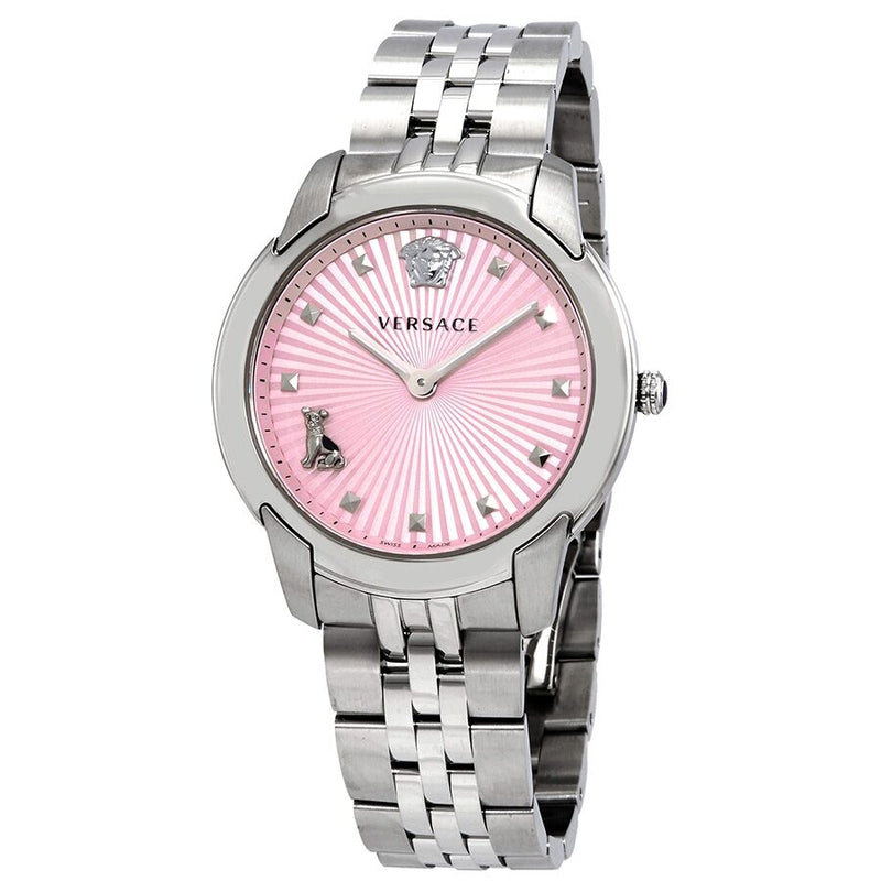 Versace Audrey Quartz Pink Dial Ladies Watch VELR00419 - Watches of America