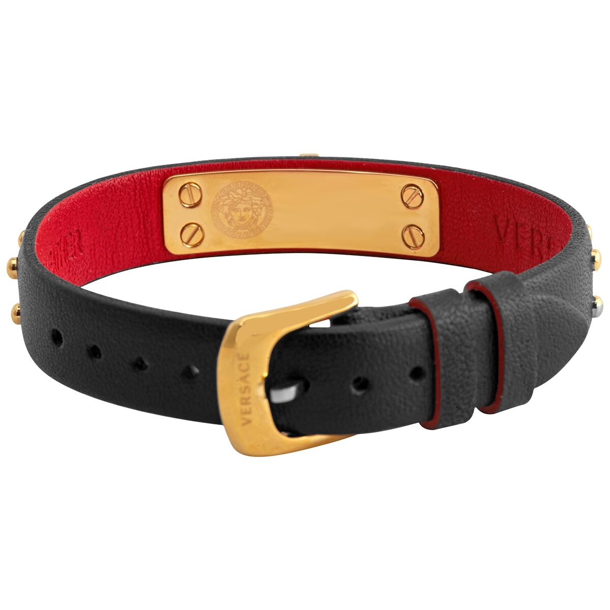 Versace Black Leather Medusa Dog Collar Black