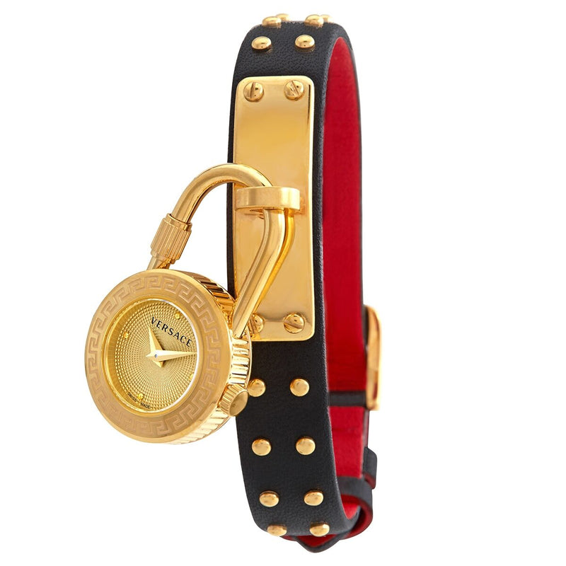 Versace Medusa Lock Icon Quartz Gold Dial Ladies Watch #VEDW00119 - Watches of America