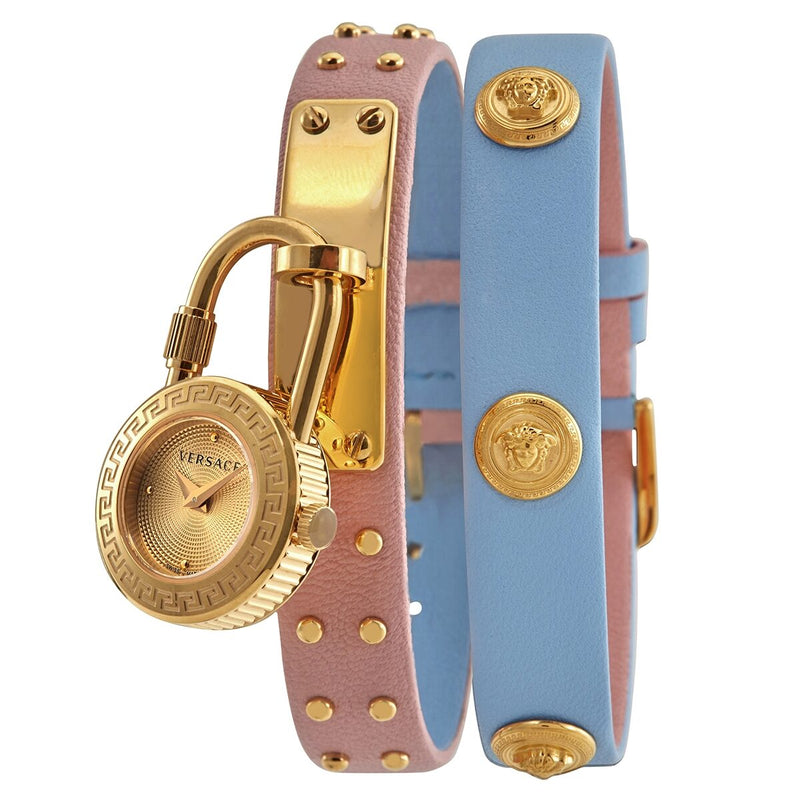 Versace Medusa Lock Icon Quartz Gold Dial Ladies Watch #VEDW00219 - Watches of America