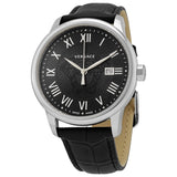 Versace Quartz Black Dial Black Leather Men's Watch #VEQS01618 - Watches of America