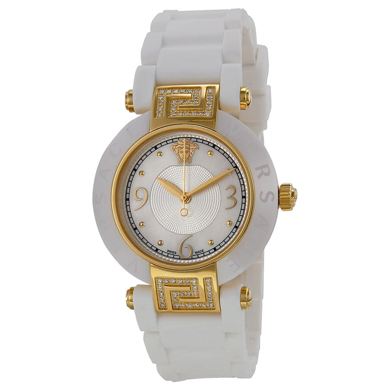 Versace Reve White Mother of Pearl Dial White Ceramic Ladies Watch #92QCP11D497-S001 - Watches of America