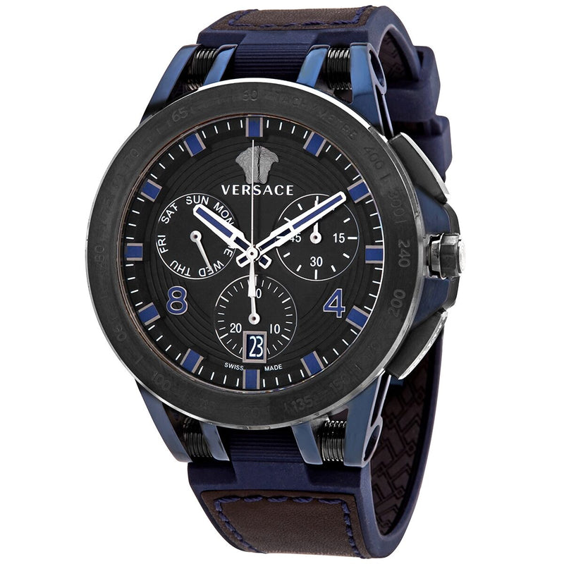 Versace Sport Tech Chronograph Tachymeter Black Dial Men's Watch #VERB00218 - Watches of America