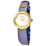 Versace V-Flare Silver Dial Purple Leather Ladies Watch #VEBN00318 - Watches of America