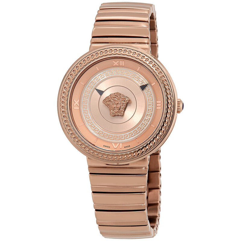 Versace V-Metal Icon Rose Dial Ladies Watch #VLC14 0017 - Watches of America