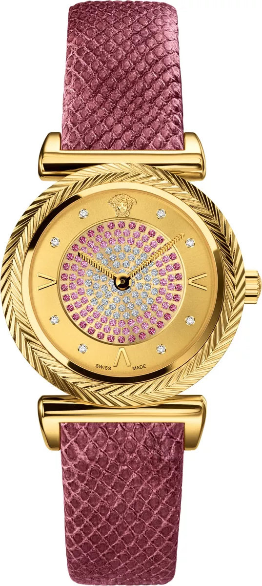 Versace V-Motif Vintage Burgundy Strap Women's Watch  VERE01118 - Watches of America