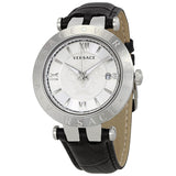 Versace V-Race Silver Dial Men's Leather Watch #VCL080017 - Watches of America
