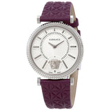 Versace V-Helix Ivory Dial Leather Ladies Watch #VQG010015 - Watches of America