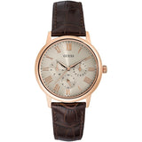 Guess Cream Dial Leather Strap Watch  W0496G1 - Watches of America