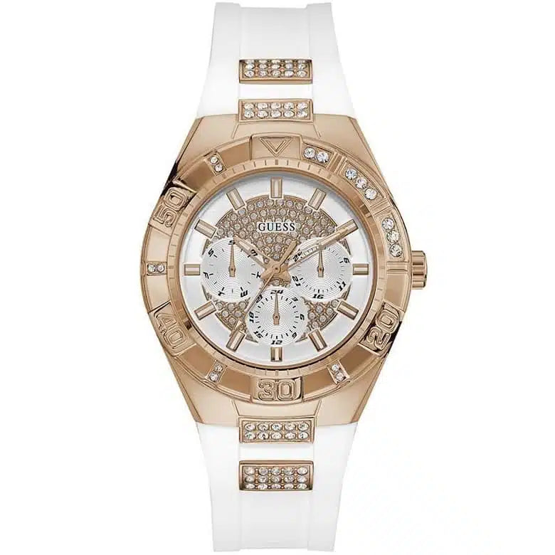 Guess Luna Women's White Rubber Strap Round Analog Women's Watch  W0653L4 - Watches of America