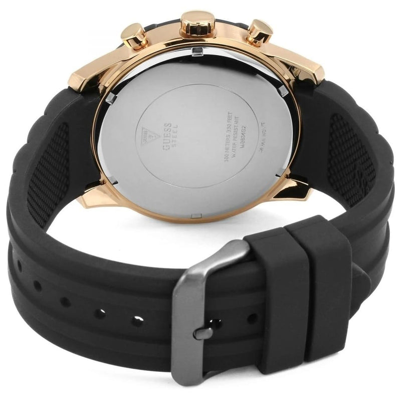 Guess Caliber Black Silicone Strap Strap Black Dial Chronograph Quartz Men's Watch W0864G3 - Watches of America #3