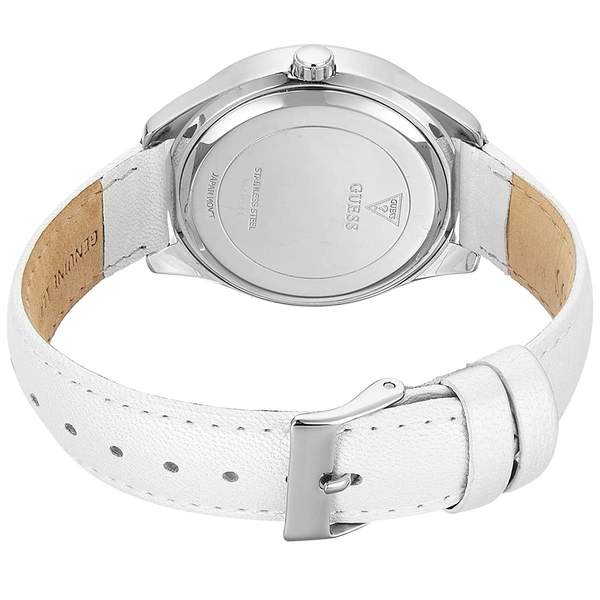 Guess Rosette White Dial Leather Strap Ladies Watch W75043L1 - Watches of America #2