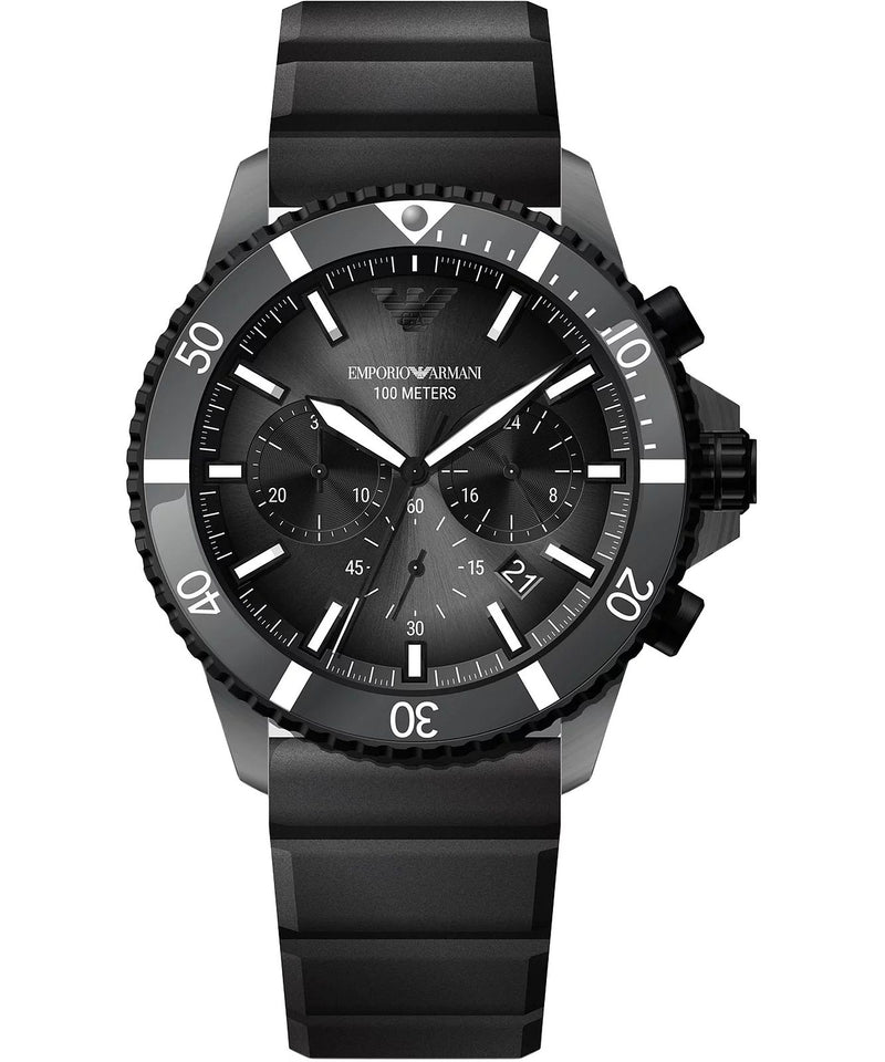 Emporio Armani Chronograph Black Silicone Men's Watch  AR11515 - Watches of America